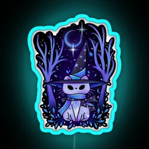 Witchy Cat And Enchanted Forest RGB Neon Sign