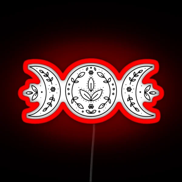 Witchy Floral Triple Goddess Moon Illustration RGB Neon Sign