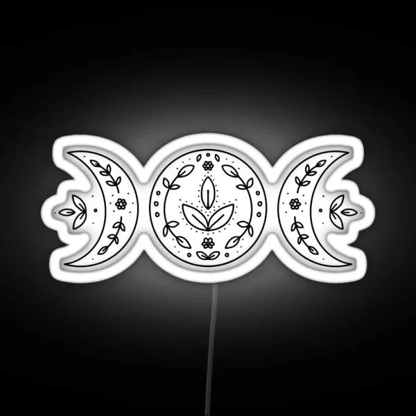 Witchy Floral Triple Goddess Moon Illustration RGB Neon Sign