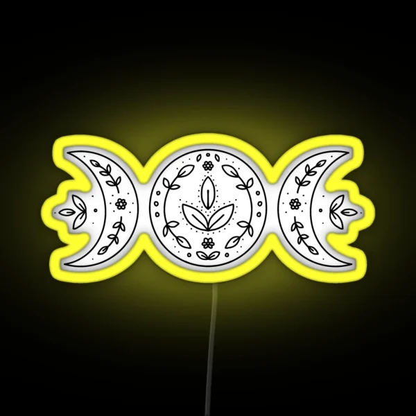Witchy Floral Triple Goddess Moon Illustration RGB Neon Sign