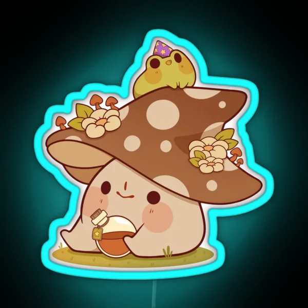 Witchy Mushroom And Frog RGB Neon Sign