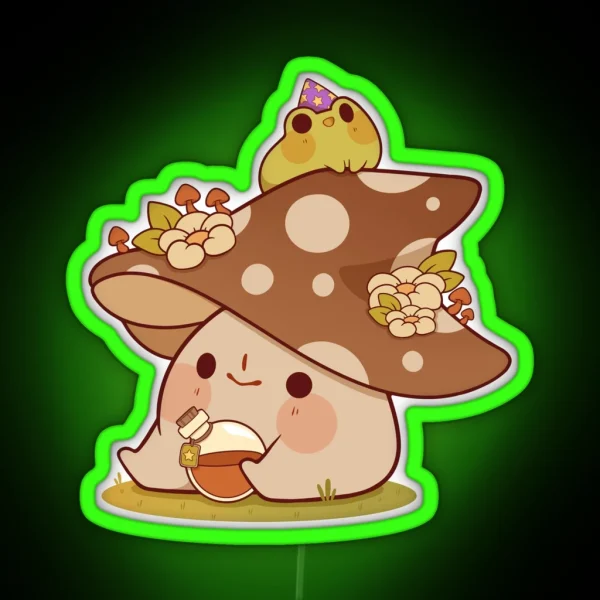 Witchy Mushroom And Frog RGB Neon Sign