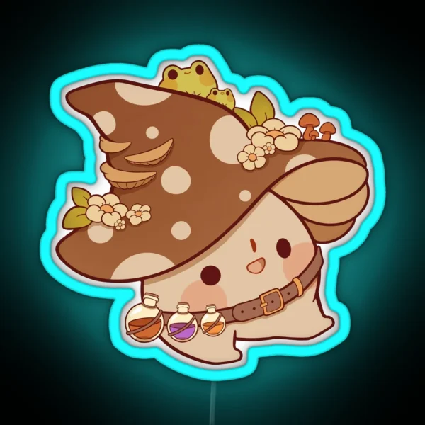 Witchy Mushroom With Potions RGB Neon Sign