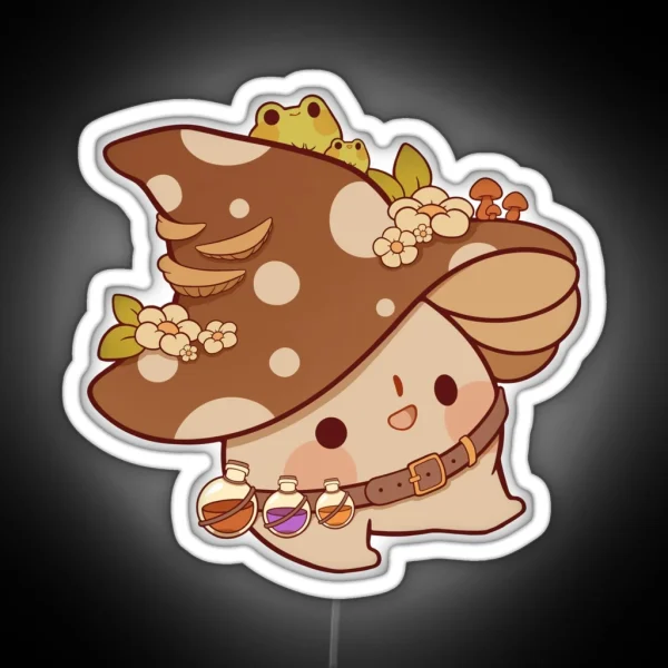 Witchy Mushroom With Potions RGB Neon Sign