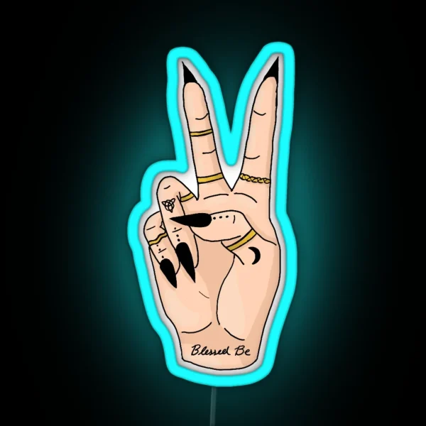 Witchy Peace Sign RGB Neon Sign