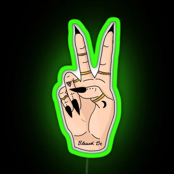 Witchy Peace Sign RGB Neon Sign