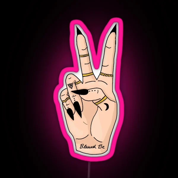Witchy Peace Sign RGB Neon Sign