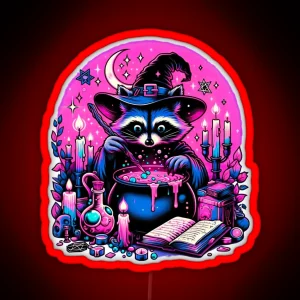 Witchy Raccoon Brewmaster RGB Neon Sign