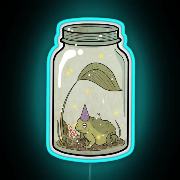Wizard Frog In Mason Jar RGB Neon Sign