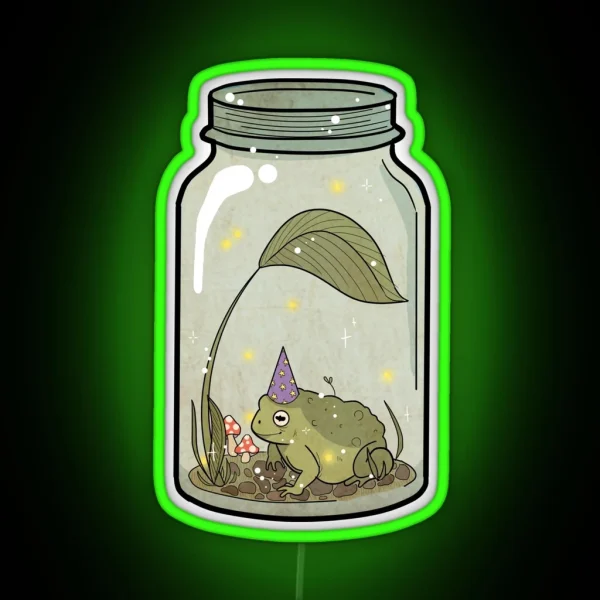 Wizard Frog In Mason Jar RGB Neon Sign