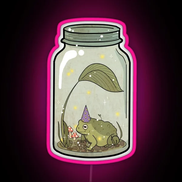 Wizard Frog In Mason Jar RGB Neon Sign