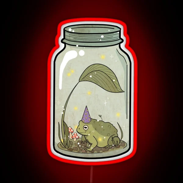 Wizard Frog In Mason Jar RGB Neon Sign