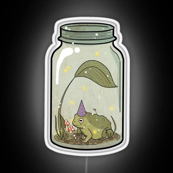 Wizard Frog In Mason Jar RGB Neon Sign