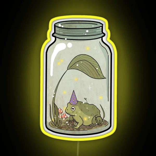 Wizard Frog In Mason Jar RGB Neon Sign