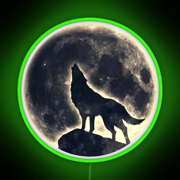 Wolf Moon Fantasy Wild Dog Wolves RGB Neon Sign