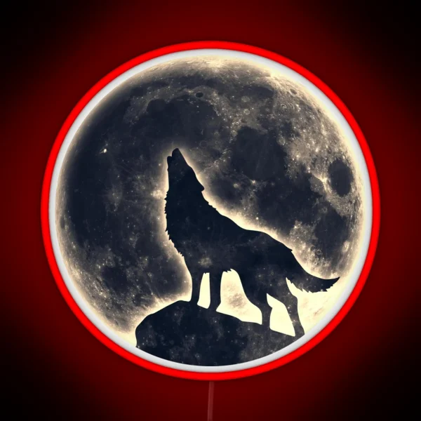 Wolf Moon Fantasy Wild Dog Wolves RGB Neon Sign