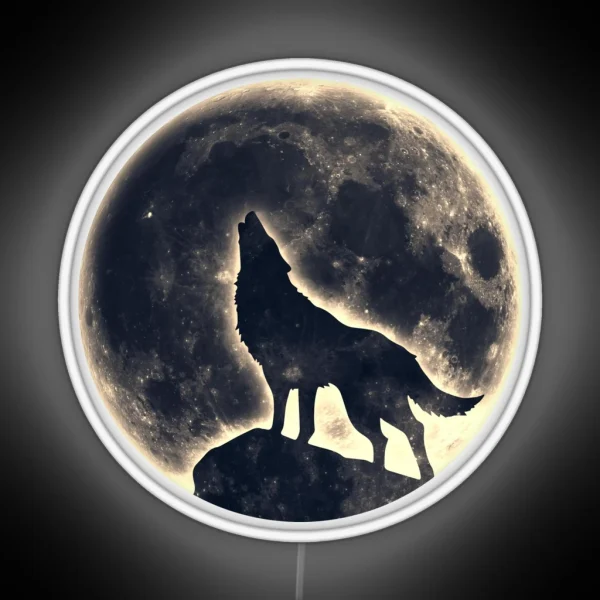 Wolf Moon Fantasy Wild Dog Wolves RGB Neon Sign