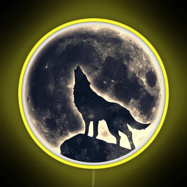 Wolf Moon Fantasy Wild Dog Wolves RGB Neon Sign
