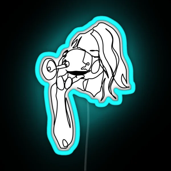 Woman Drinking Wine RGB Neon Sign
