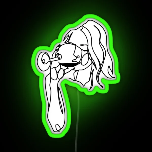 Woman Drinking Wine RGB Neon Sign