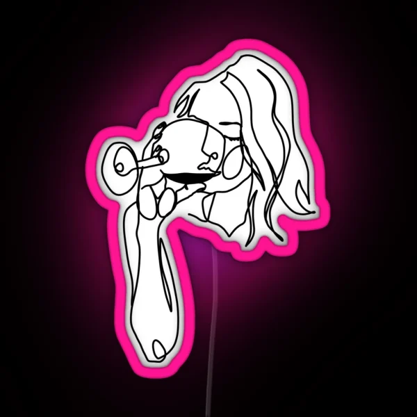 Woman Drinking Wine RGB Neon Sign