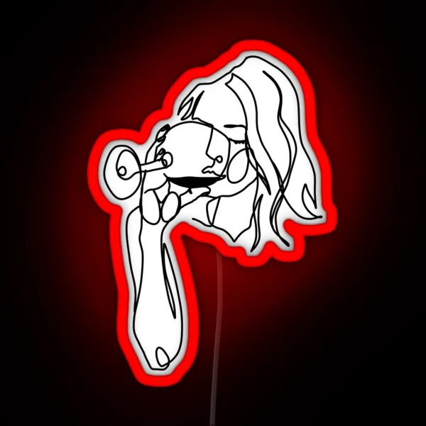 Woman Drinking Wine RGB Neon Sign