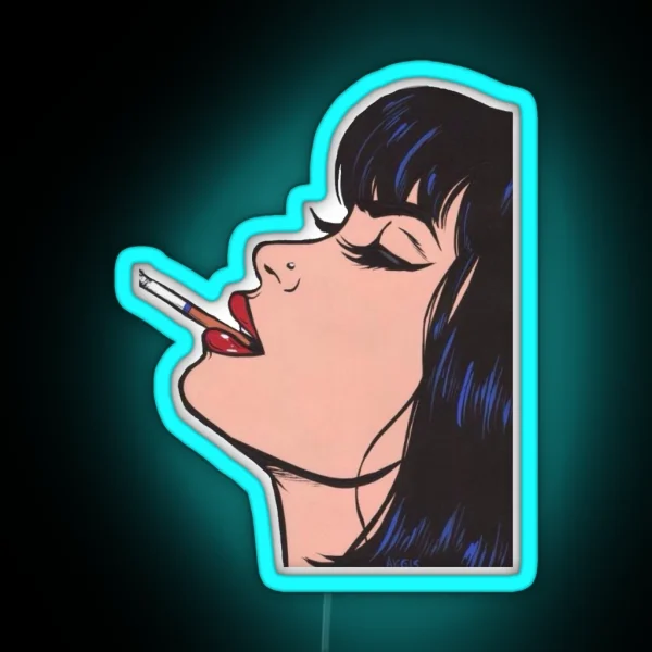 Woman Smoking Cigarette Art RGB Neon Sign