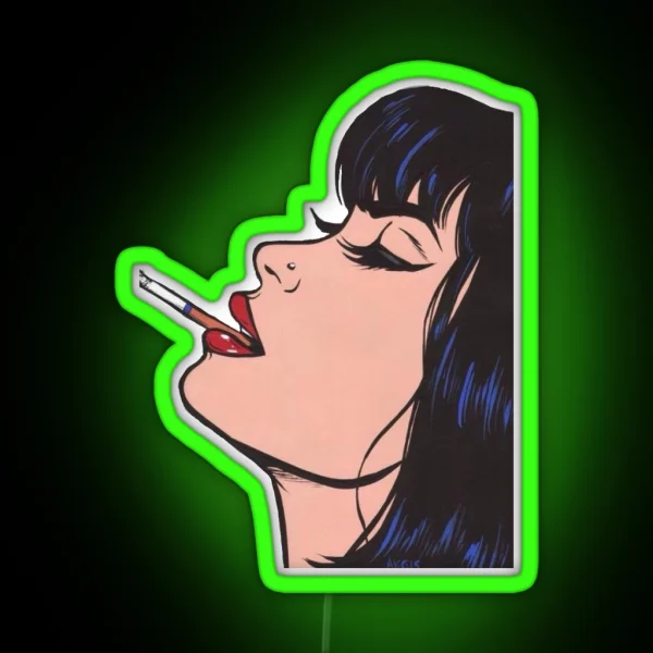 Woman Smoking Cigarette Art RGB Neon Sign