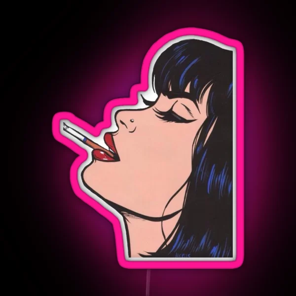 Woman Smoking Cigarette Art RGB Neon Sign