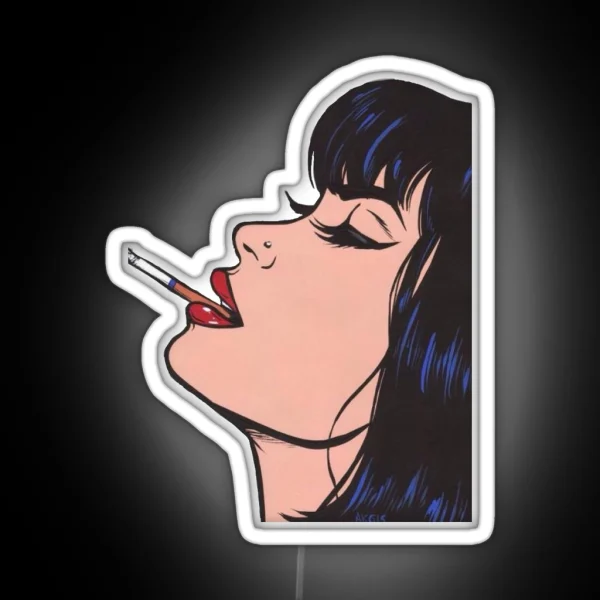 Woman Smoking Cigarette Art RGB Neon Sign