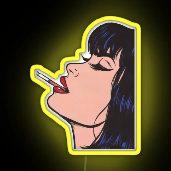 Woman Smoking Cigarette Art RGB Neon Sign