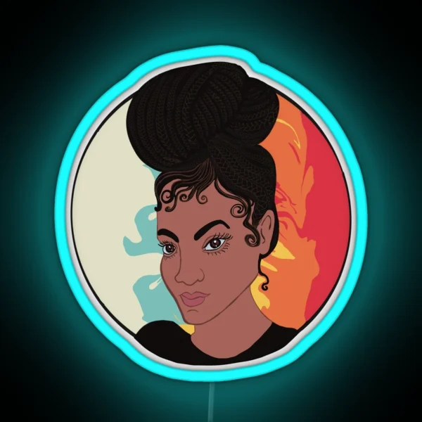 Woman With Braided Bun RGB Neon Sign