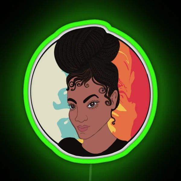 Woman With Braided Bun RGB Neon Sign