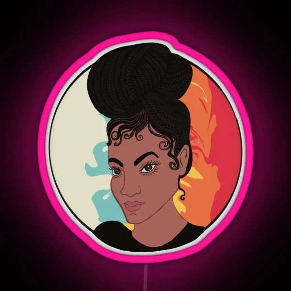 Woman With Braided Bun RGB Neon Sign