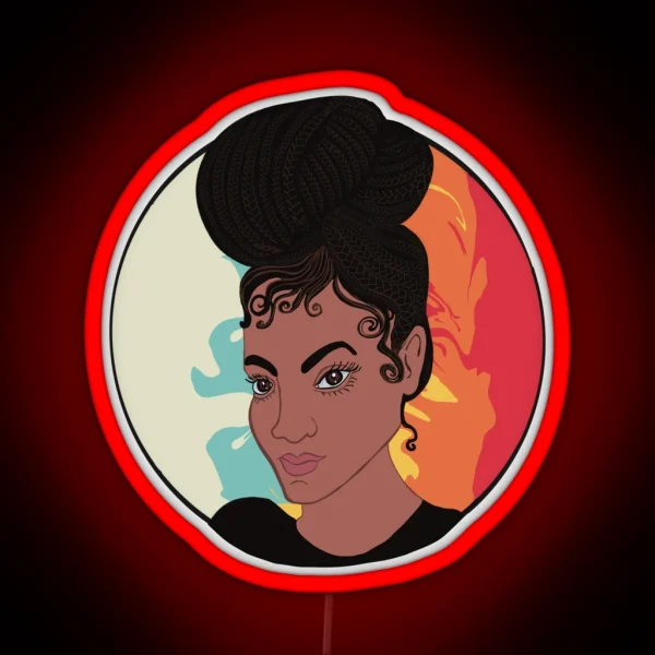 Woman With Braided Bun RGB Neon Sign