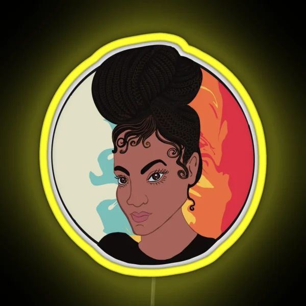 Woman With Braided Bun RGB Neon Sign