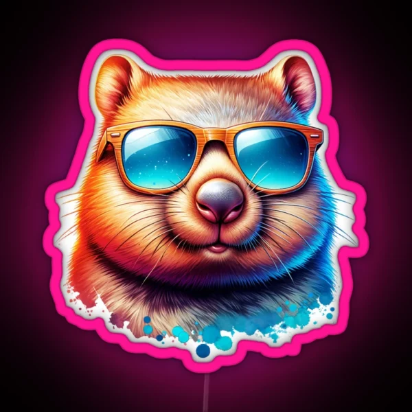 Wombat Wearing Sunglasses RGB Neon Sign