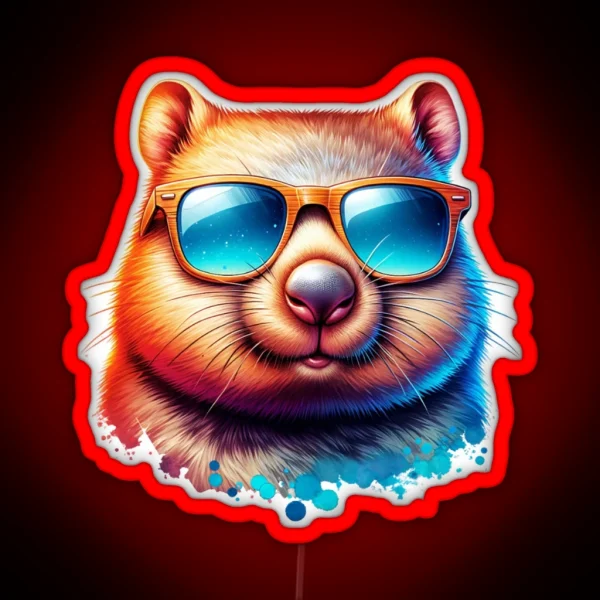 Wombat Wearing Sunglasses RGB Neon Sign