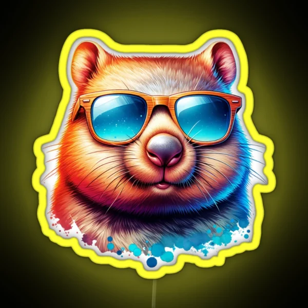 Wombat Wearing Sunglasses RGB Neon Sign