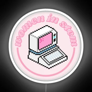 Women In STEM Science Computer Coding Computer Science Aesthetic Pastel Pink Background RGB Neon Sign