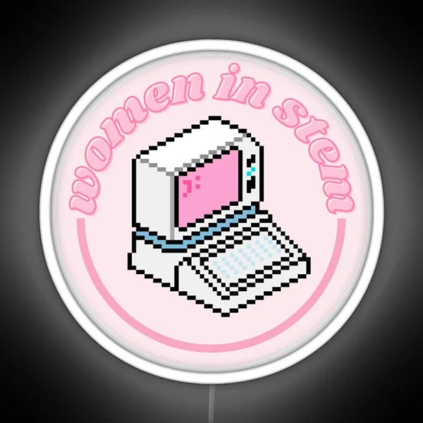 Women In STEM Science Computer Coding Computer Science Aesthetic Pastel Pink Background RGB Neon Sign