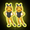 Women's Party Decorations - Neon Rabbit Ears Rainbow Colored Sign