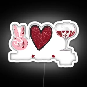 Womens Funny Peace Love And Mega Pint RGB Neon Sign
