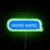 Vibrant neon sign with programmable RGB color changing effects indoors.