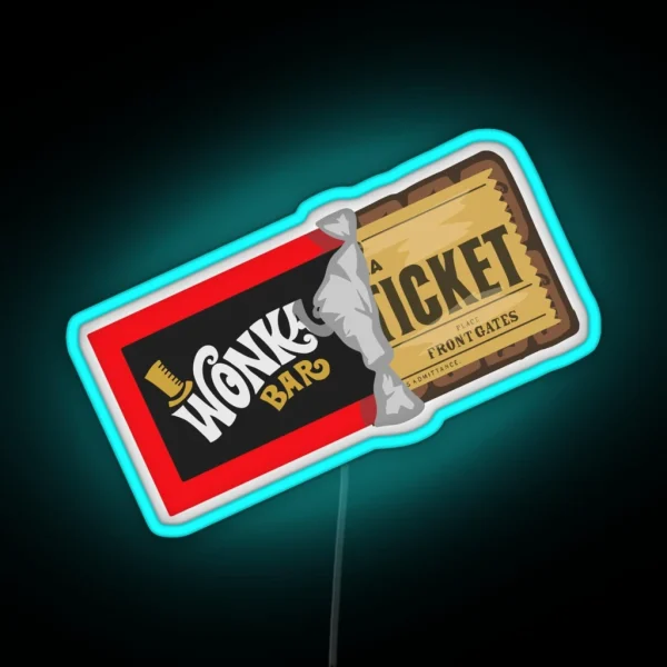 Wonka Golden Ticket RGB Neon Sign