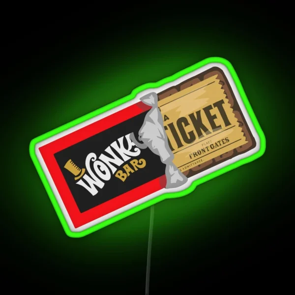 Wonka Golden Ticket RGB Neon Sign