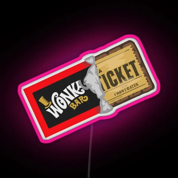 Wonka Golden Ticket RGB Neon Sign