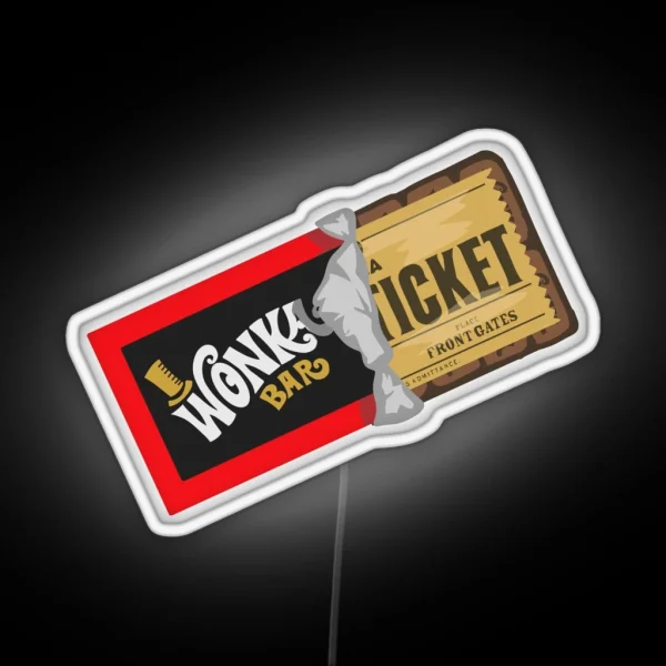 Wonka Golden Ticket RGB Neon Sign