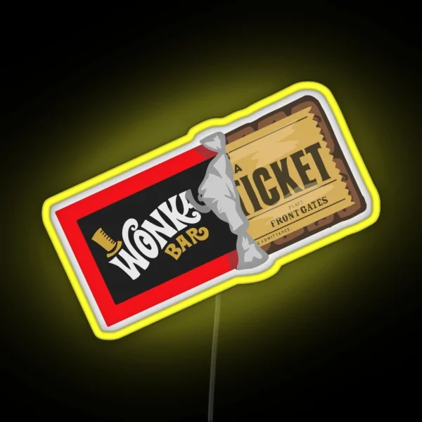 Wonka Golden Ticket RGB Neon Sign