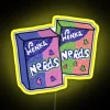 Colorful LED candy store decoration featuring RGB neon Wonka Nerds logo
